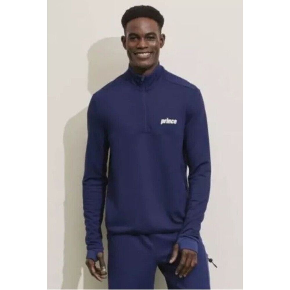 NWT Prince Pickleball Mens 1/4 Zip Pullover Jacket Blue‎ Size Small Thumb Holes